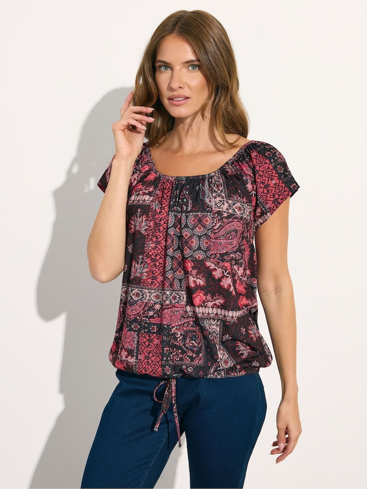 Blusa de alças finas étnica M&Co com bainha amarrada - Imagem 1 de 5