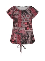 Blusa de alças finas étnica M&Co com bainha amarrada - Imagem 5 de 5