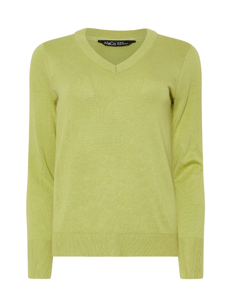 Verde - M&Co V-Neck Basic Jumper - Imagem 6 de 6