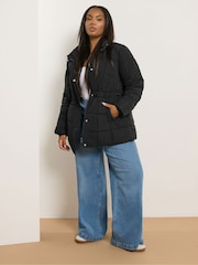 Yours Curve Black Short Boxy Coat - Image 3 of 4