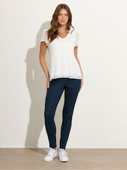 M&Co White Short Sleeve V-Neck Lace Top - Image 2 of 5
