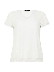 M&Co White Short Sleeve V-Neck Lace Top - Image 5 of 5