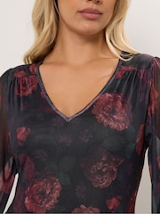 Yours Curve Black Mesh Balloon Sleeve Dress - Image 4 of 5
