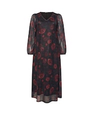 Yours Curve Black Mesh Balloon Sleeve Dress - Image 5 of 5