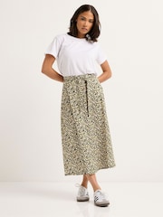 PixieGirl Petite Green Petite Self Belted Midi Skirt - Image 1 of 5