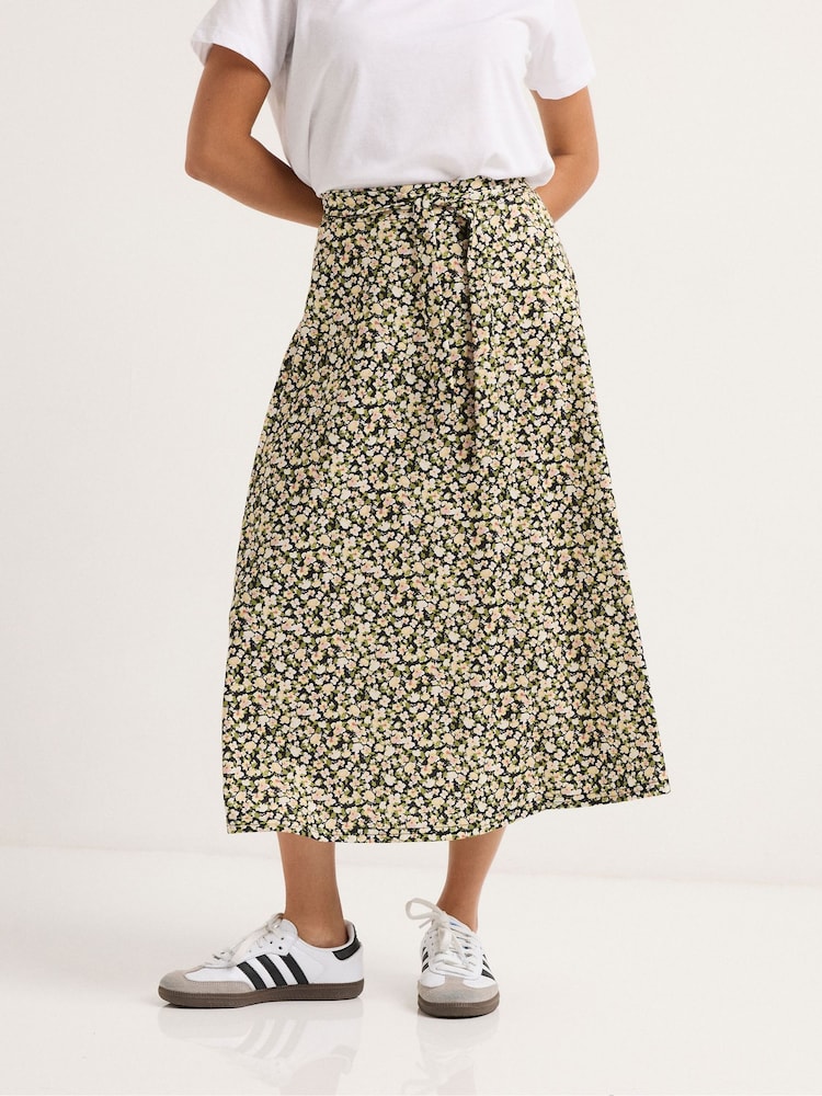 PixieGirl Petite Green Petite Self Belted Midi Skirt - Image 2 of 5