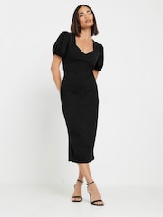 PixieGirl Petite Black Puff Sleeve Midi Dress - Image 1 of 5