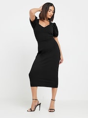 PixieGirl Petite Black Puff Sleeve Midi Dress - Image 2 of 5