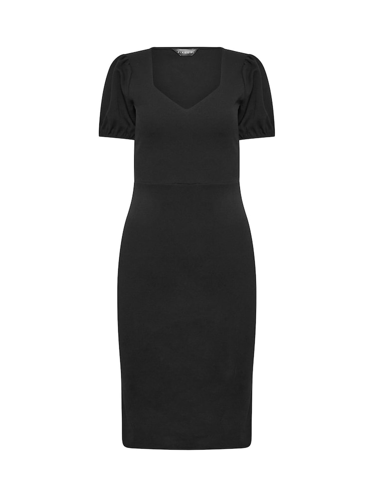 PixieGirl Petite Black Puff Sleeve Midi Dress - Image 5 of 5