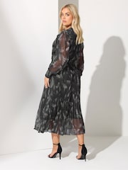 Yours Curve Chrome Black London Pleated Shirt Dress - Image 3 of 5