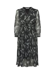 Yours Curve Chrome Black London Pleated Shirt Dress - Image 5 of 5