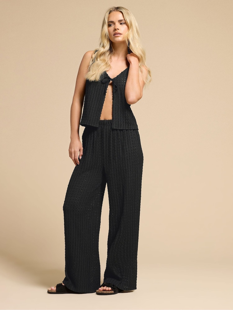 Preto - Calças de crochê PixieGirl Petite Wide Leg - Imagem 2 de 5
