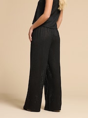 Preto - Calças de crochê PixieGirl Petite Wide Leg - Imagem 3 de 5