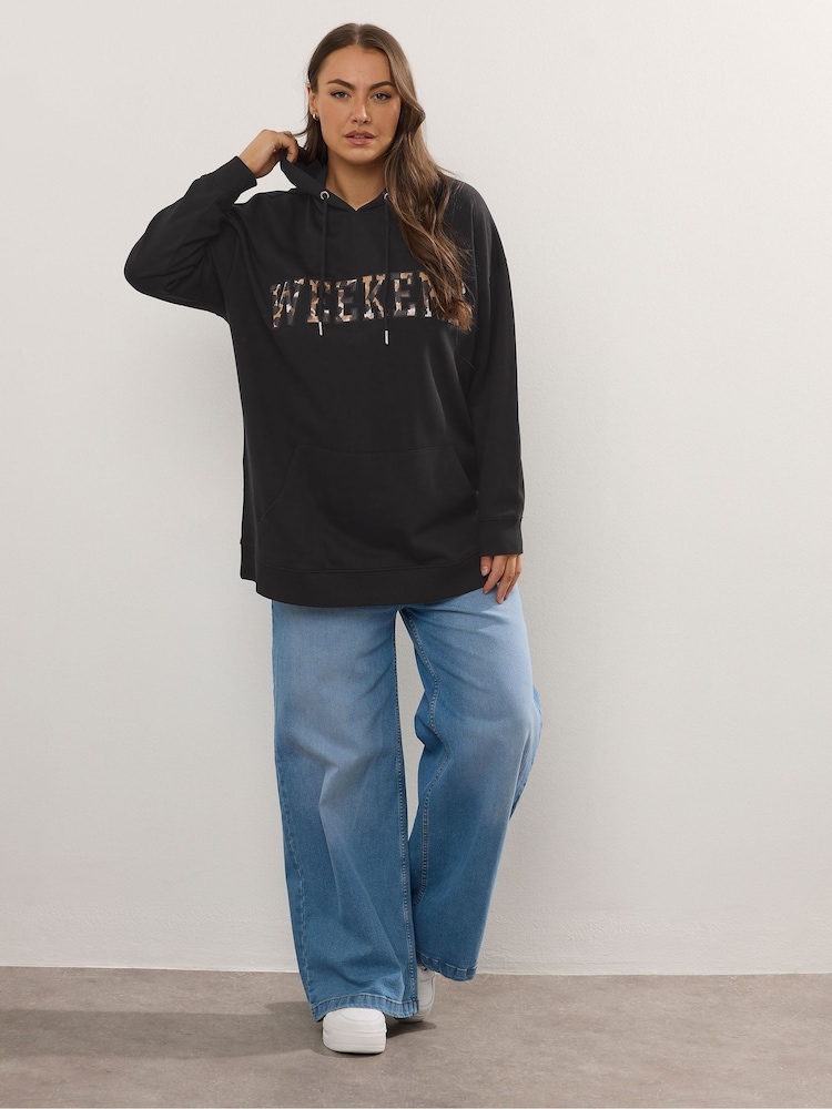 Yours Curve Black Weekend Hoodie - Image 2 of 5