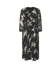 Yours Curve Black London Smokey V-Neck Pleated Dress - Image 5 of 5