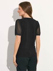 M&Co Short Mesh Sleeve Wrap Top - Imagem 3 de 5