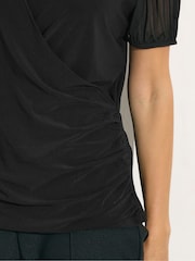 M&Co Short Mesh Sleeve Wrap Top - Imagem 4 de 5