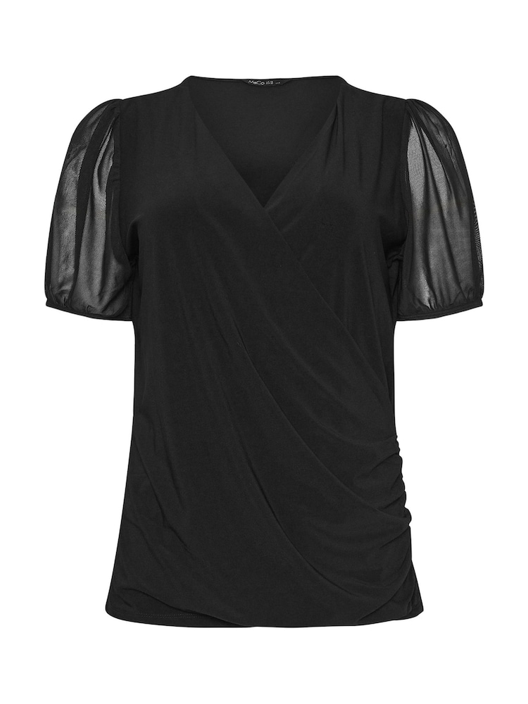 M&Co Short Mesh Sleeve Wrap Top - Imagem 5 de 5