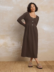 PixieGirl Petite Ribbed Button Maxi Dress - Imagem 1 de 5