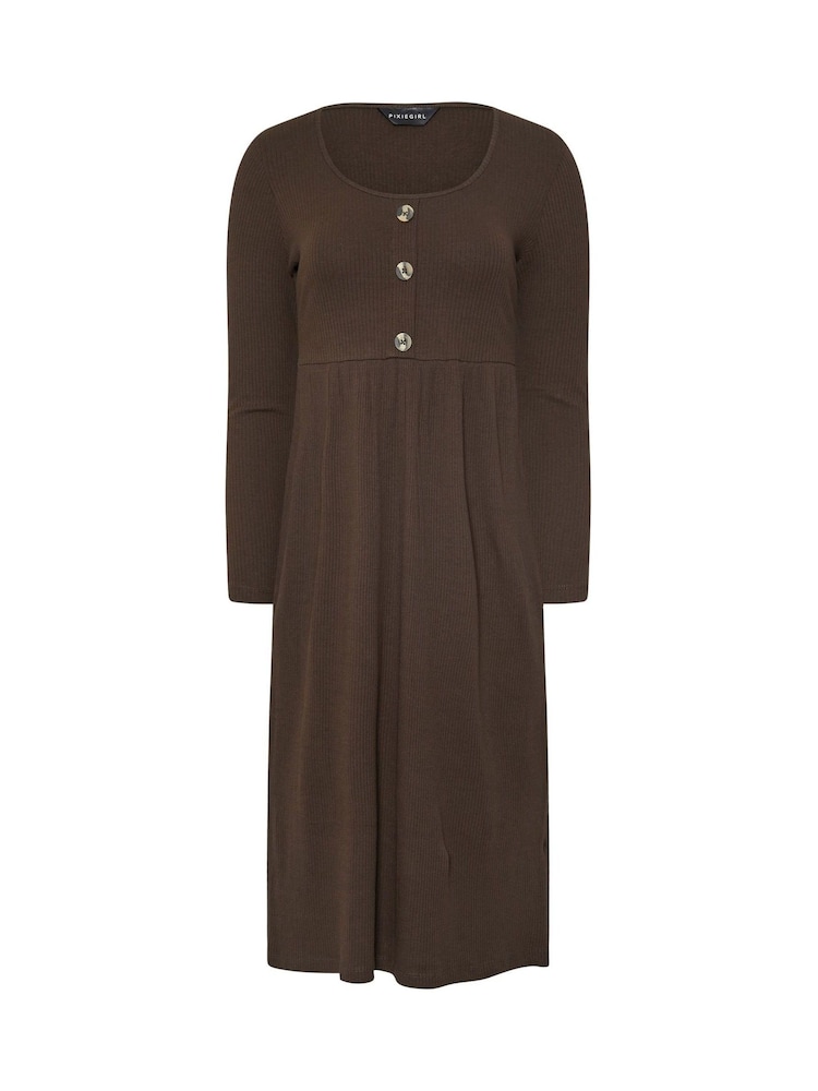 PixieGirl Petite Ribbed Button Maxi Dress - Imagem 5 de 5