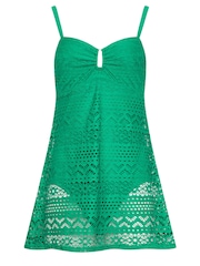 Long Tall Sally Green Tall Crochet Swim Dress - Image 5 of 5