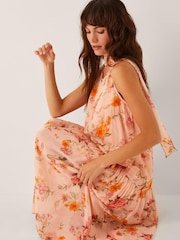 Monsoon Pink Cassia Floral Print Midi Dress - Image 4 of 5