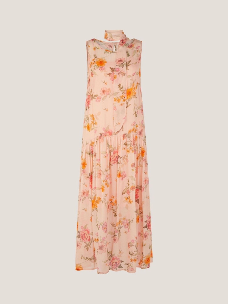 Monsoon Pink Cassia Floral Print Midi Dress - Image 5 of 5