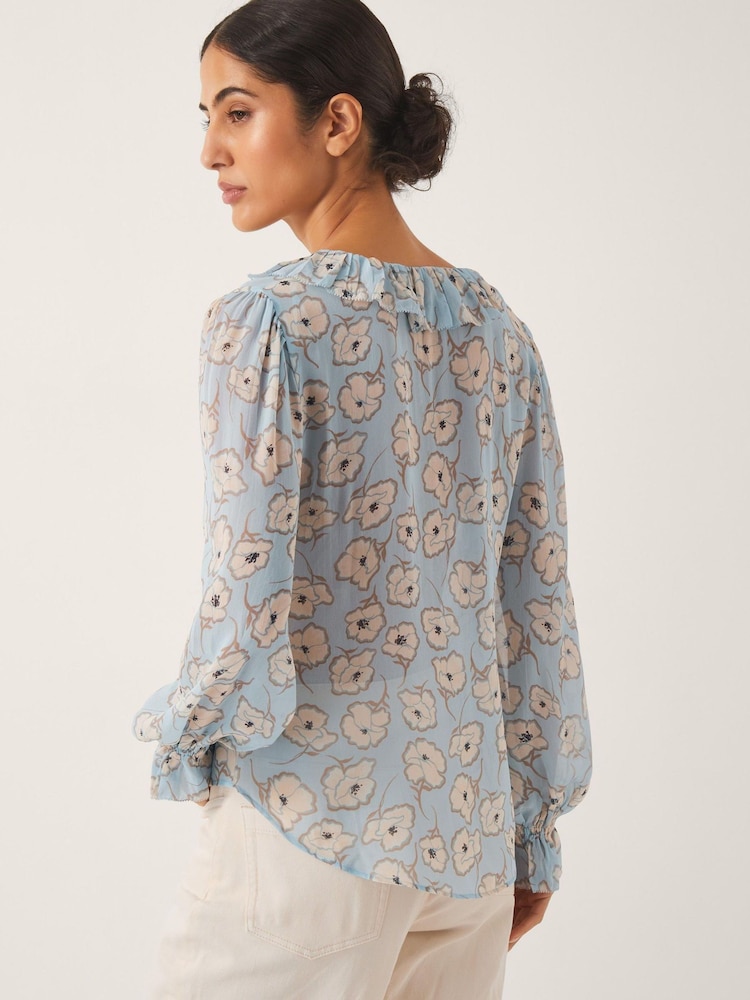 Monsoon Blue Chloe Floral Print Ruffle Blouse - Image 2 of 4 Monsoon Blue Chloe Floral Print Ruffle Blouse - Image 2 of 4