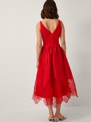 Monsoon Red Frida Cutwork Midi Dress - Image 4 of 6