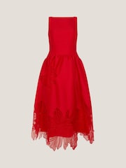 Monsoon Red Frida Cutwork Midi Dress - Image 6 of 6
