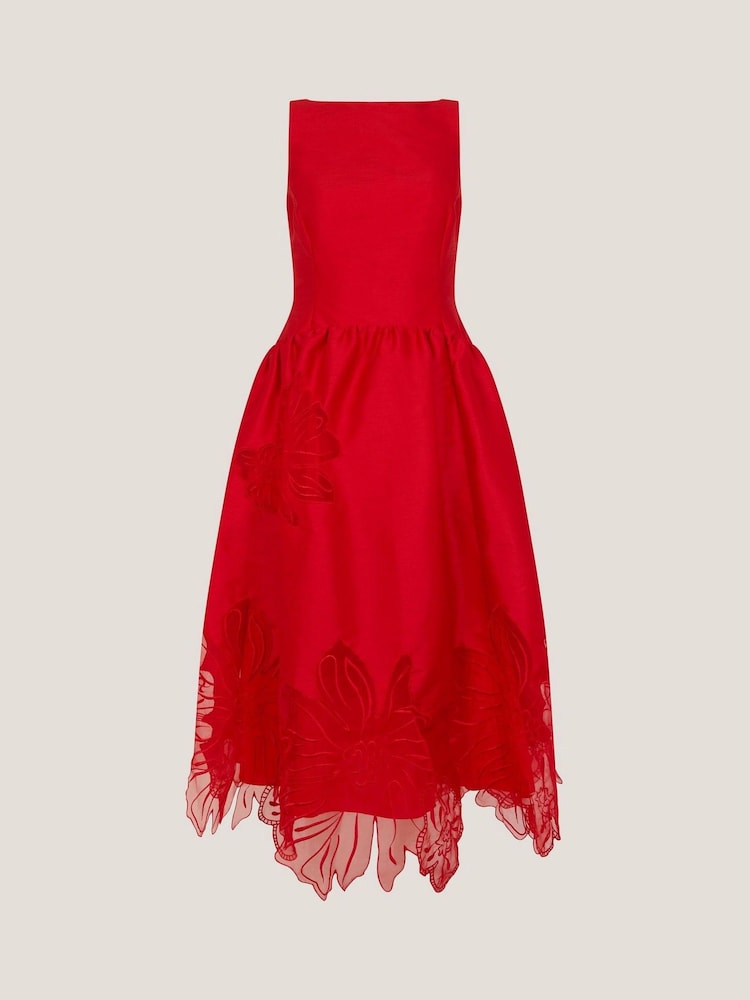 Monsoon Red Frida Cutwork Midi Dress - Image 6 of 6 Monsoon Red Frida Cutwork Midi Dress - Image 6 of 6