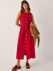 Monsoon Monica Sleeveless Pleated Midi Dress - Imagem 1 de 4