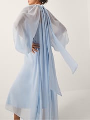 Monsoon Blue Amelie Cape Sleeve Chiffon Maxi Dress - Image 4 of 5