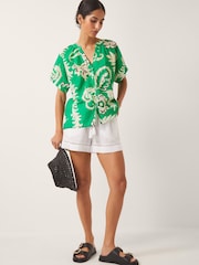 Monsoon Green Kristen Floral Print Cotton Shirt - Image 3 of 4