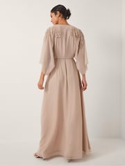 Monsoon Nude Skyla Floral Print Embellished Maxi Wrap Dress - Image 2 of 4
