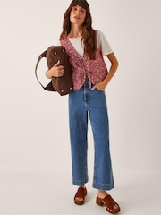 Monsoon Red Felipa Floral Print Waistcoat - Image 1 of 6
