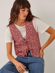 Monsoon Red Felipa Floral Print Waistcoat - Image 2 of 6