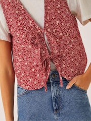 Monsoon Red Felipa Floral Print Waistcoat - Image 3 of 6