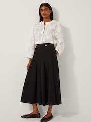 Monsoon Black Shan Stretch Corduroy Midi Skirt - Image 1 of 5