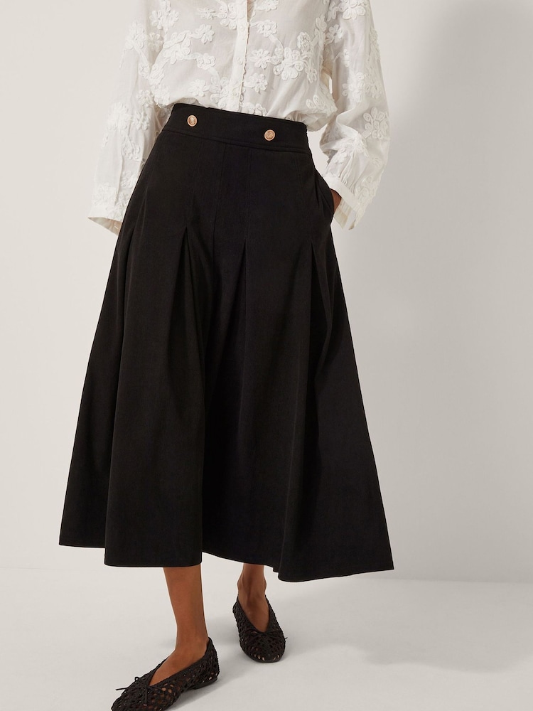 Monsoon Black Shan Stretch Corduroy Midi Skirt - Image 2 of 5 Monsoon Black Shan Stretch Corduroy Midi Skirt - Image 2 of 5