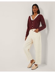 Monsoon Red Layla Broderie V-Neck Cardigan - Image 2 of 4