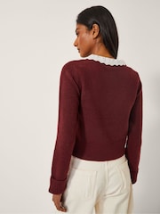 Monsoon Red Layla Broderie V-Neck Cardigan - Image 3 of 4