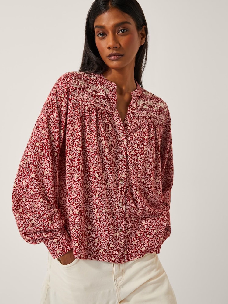 Monsoon Pink Laurelie Floral Print Jersey Blouse - Image 1 of 4