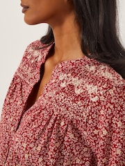 Monsoon Pink Laurelie Floral Print Jersey Blouse - Image 4 of 4