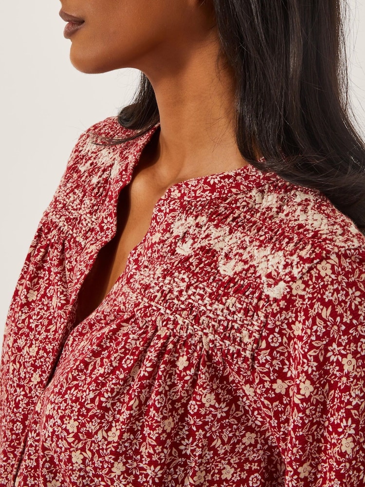 Monsoon Pink Laurelie Floral Print Jersey Blouse - Image 4 of 4