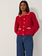 Monsoon Red Nina Scallop Collar Cardigan - Image 2 of 4