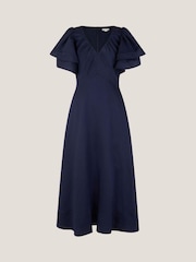 Monsoon Blue Patricia Ruffle Sleeve Midi Dress - Image 1 of 1