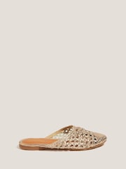 ذهبي - Monsoon Bella Braided Leather Slipper Sandals - صورة 1 من 4