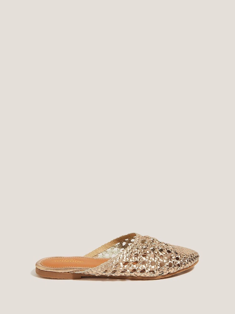 ذهبي - Monsoon Bella Braided Leather Slipper Sandals - صورة 1 من 4 ذهبي - Monsoon Bella Braided Leather Slipper Sandals - صورة 1 من 4