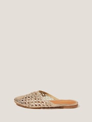 ذهبي - Monsoon Bella Braided Leather Slipper Sandals - صورة 2 من 4